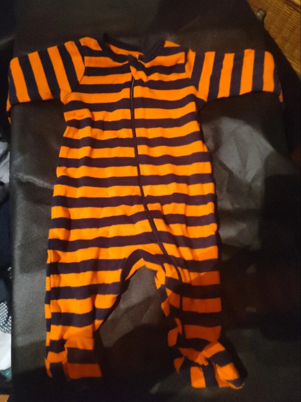 Orange & Navy Striped Baby One-Piece Sleeper
